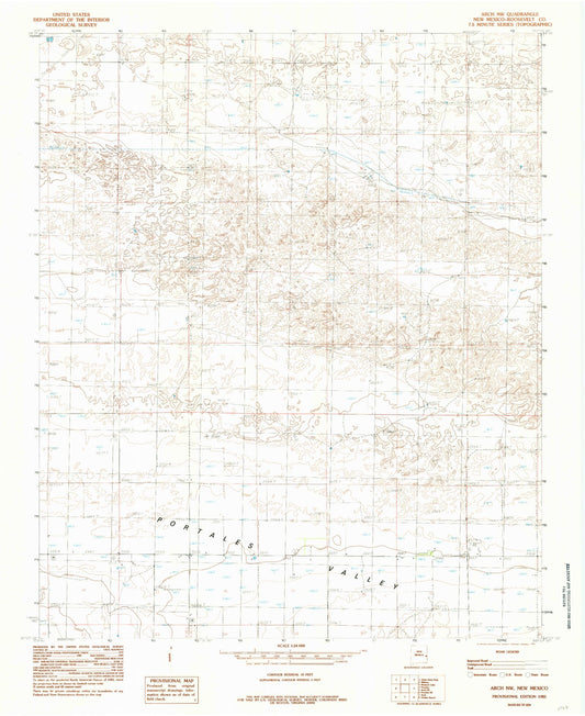 Classic USGS Arch NW New Mexico 7.5'x7.5' Topo Map Image