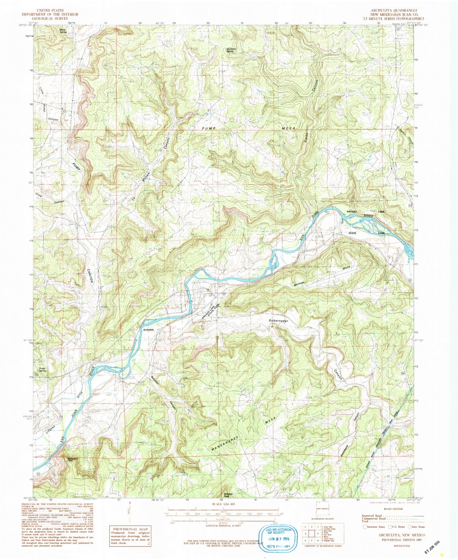 Classic USGS Archuleta New Mexico 7.5'x7.5' Topo Map Image