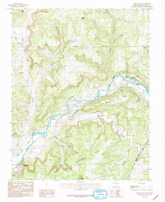 Classic USGS Archuleta New Mexico 7.5'x7.5' Topo Map Image