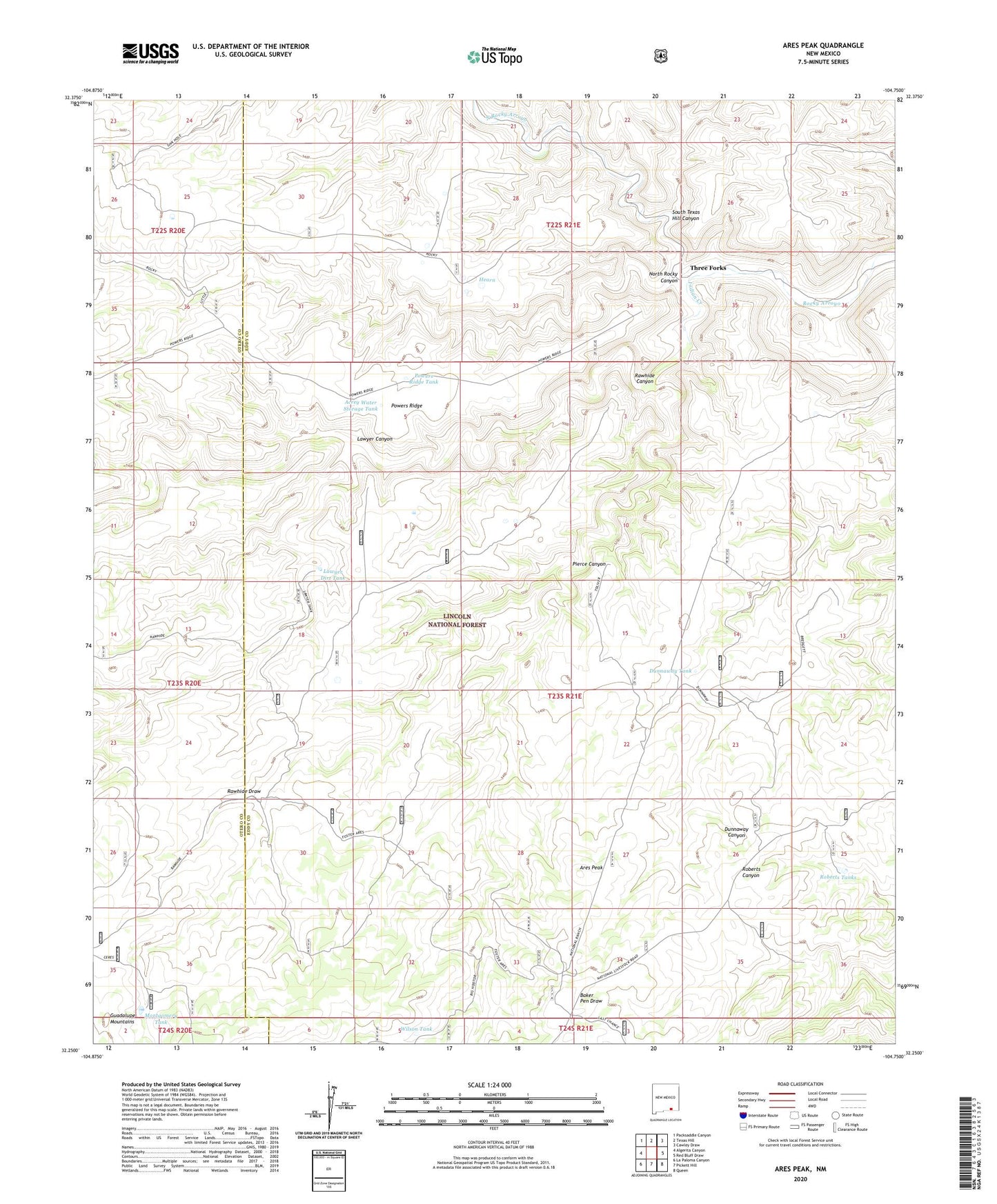 Ares Peak New Mexico US Topo Map Image