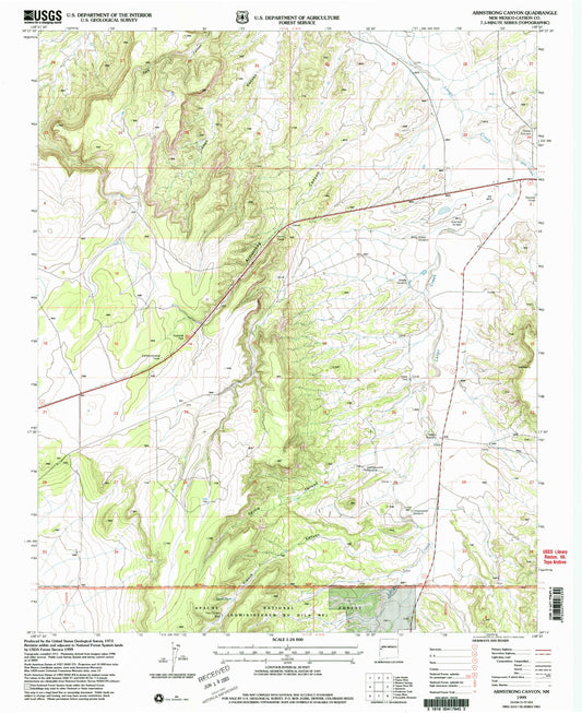 Classic USGS Armstrong Canyon New Mexico 7.5'x7.5' Topo Map Image