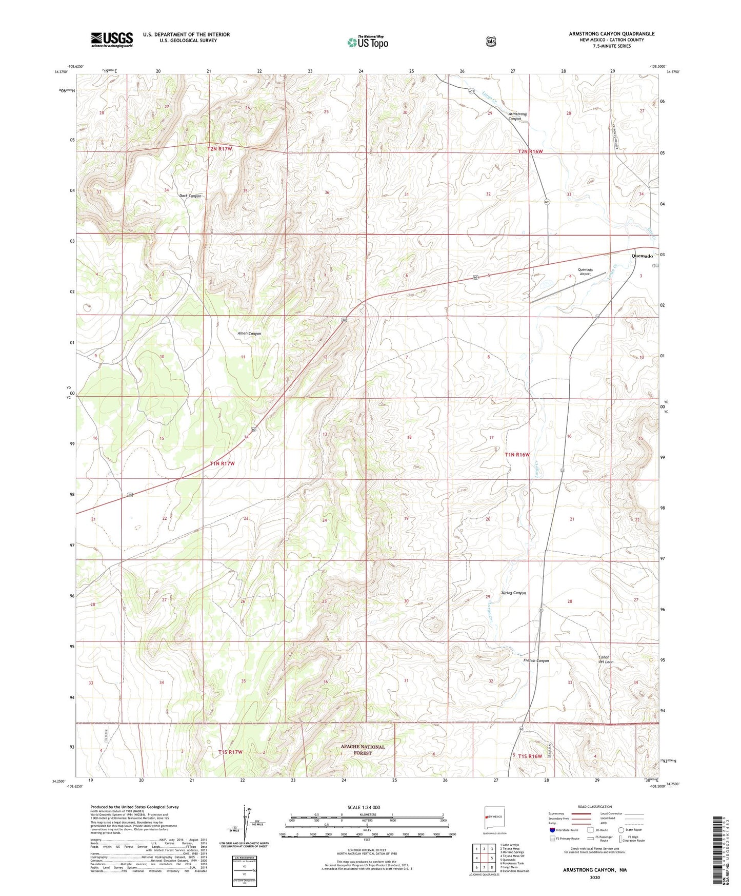 Armstrong Canyon New Mexico US Topo Map Image