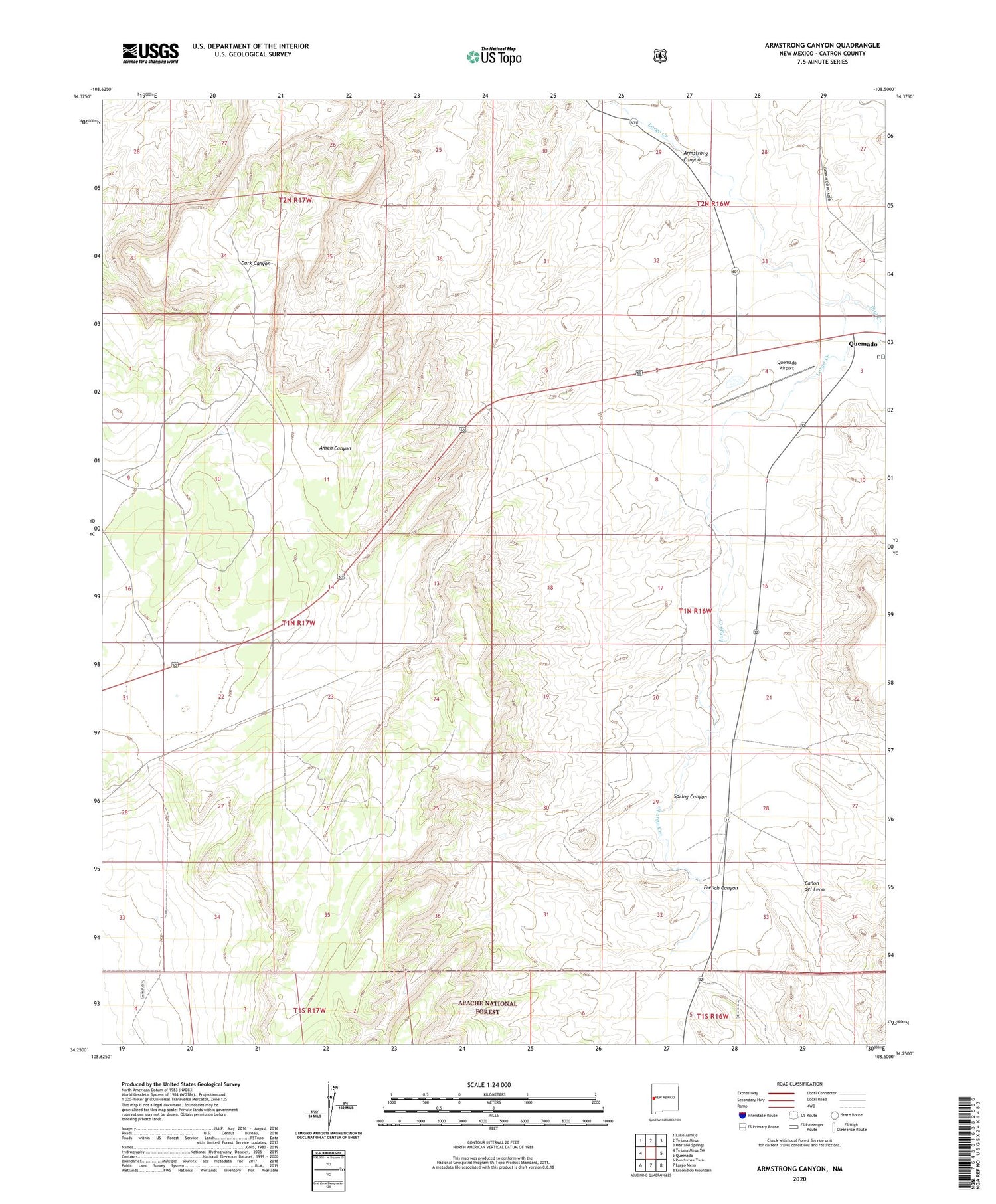 Armstrong Canyon New Mexico US Topo Map Image