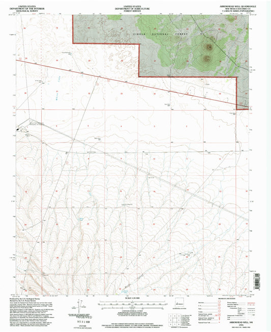 Classic USGS Arrowhead Well New Mexico 7.5'x7.5' Topo Map Image