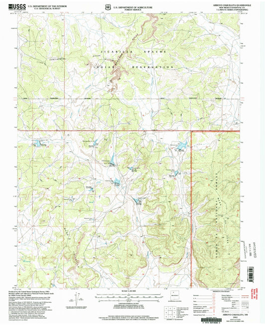 Classic USGS Arroyo Chijuillita New Mexico 7.5'x7.5' Topo Map Image