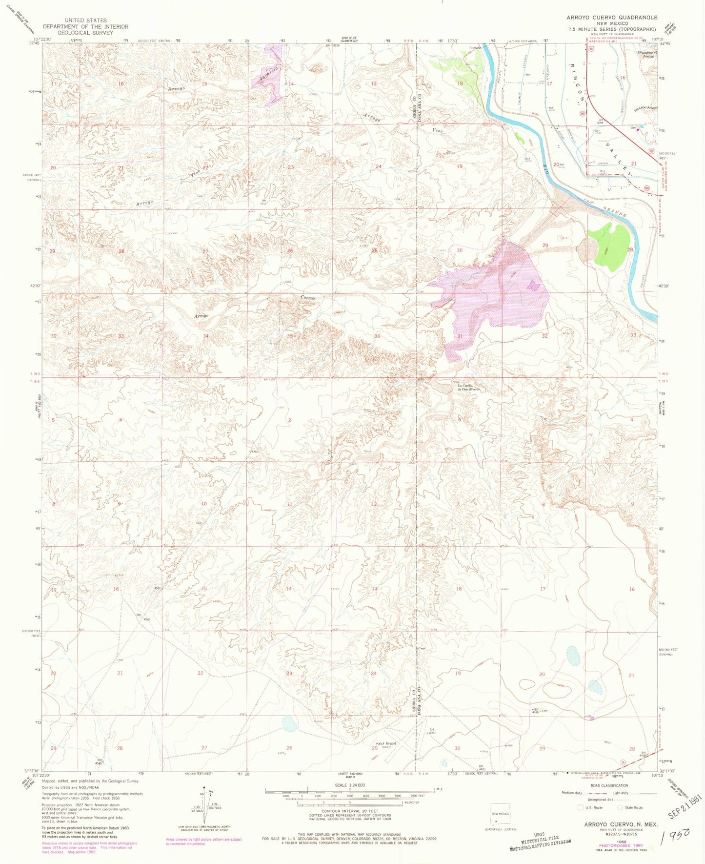 Classic USGS Arroyo Cuervo New Mexico 7.5'x7.5' Topo Map Image