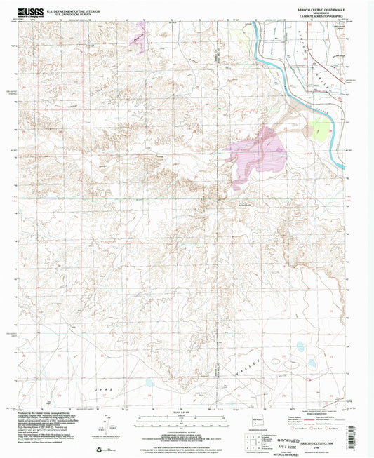 Classic USGS Arroyo Cuervo New Mexico 7.5'x7.5' Topo Map Image