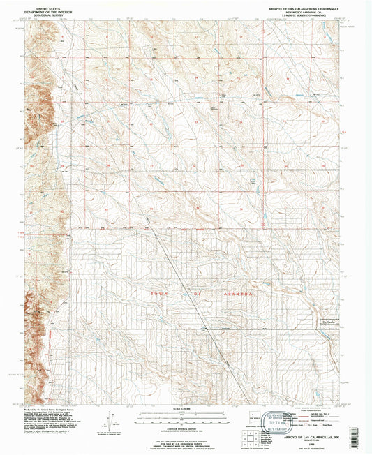 Classic USGS Arroyo de las Calabacillas New Mexico 7.5'x7.5' Topo Map Image