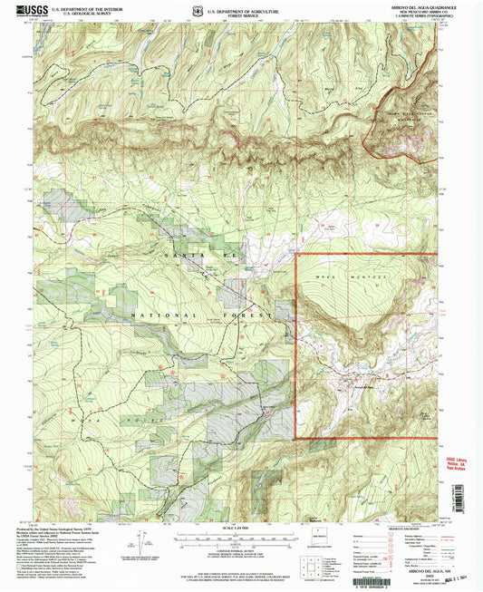 Classic USGS Arroyo Del Agua New Mexico 7.5'x7.5' Topo Map Image