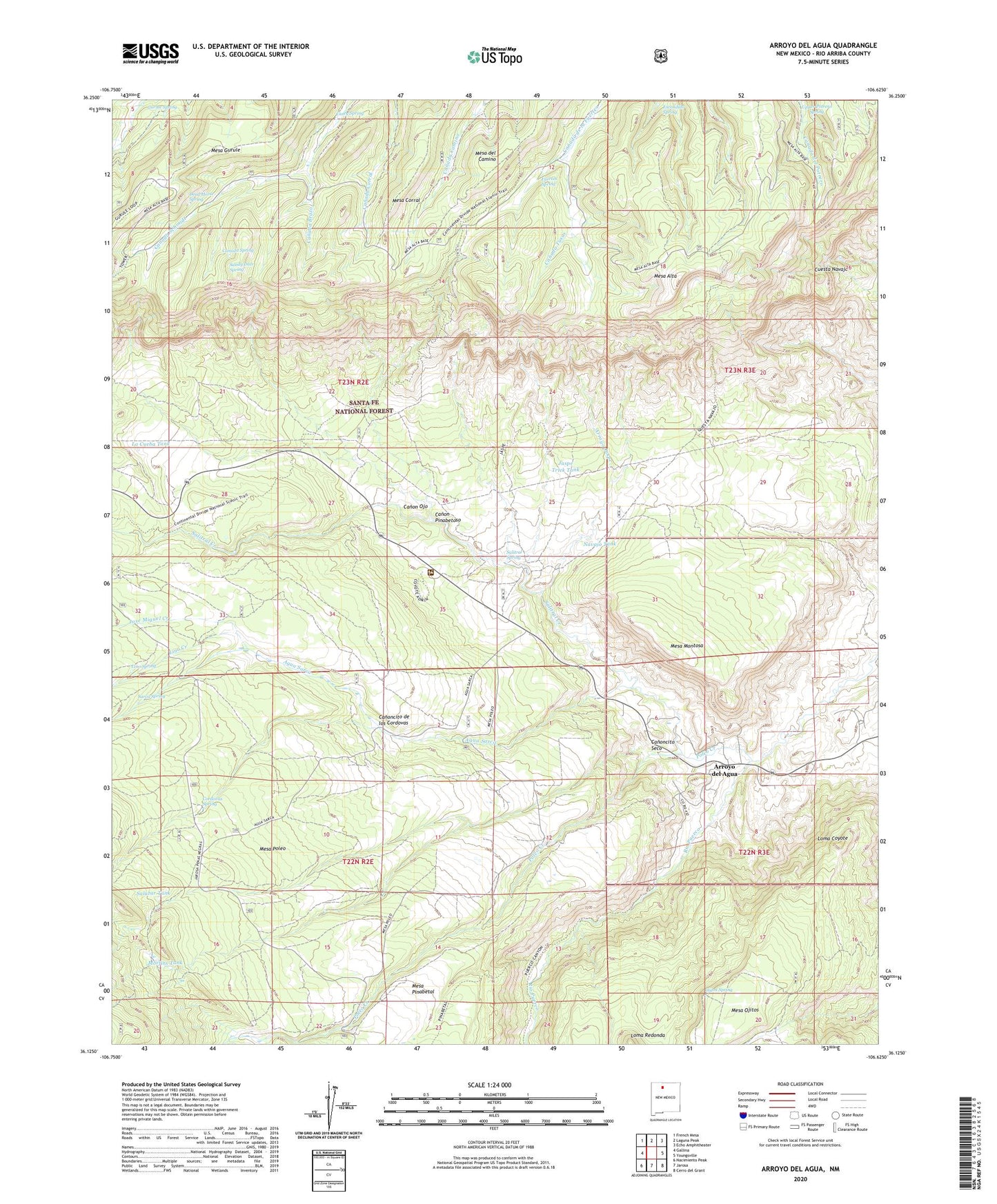 Arroyo Del Agua New Mexico US Topo Map Image