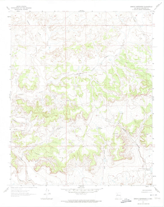 Classic USGS Arroyo Empedrado New Mexico 7.5'x7.5' Topo Map Image