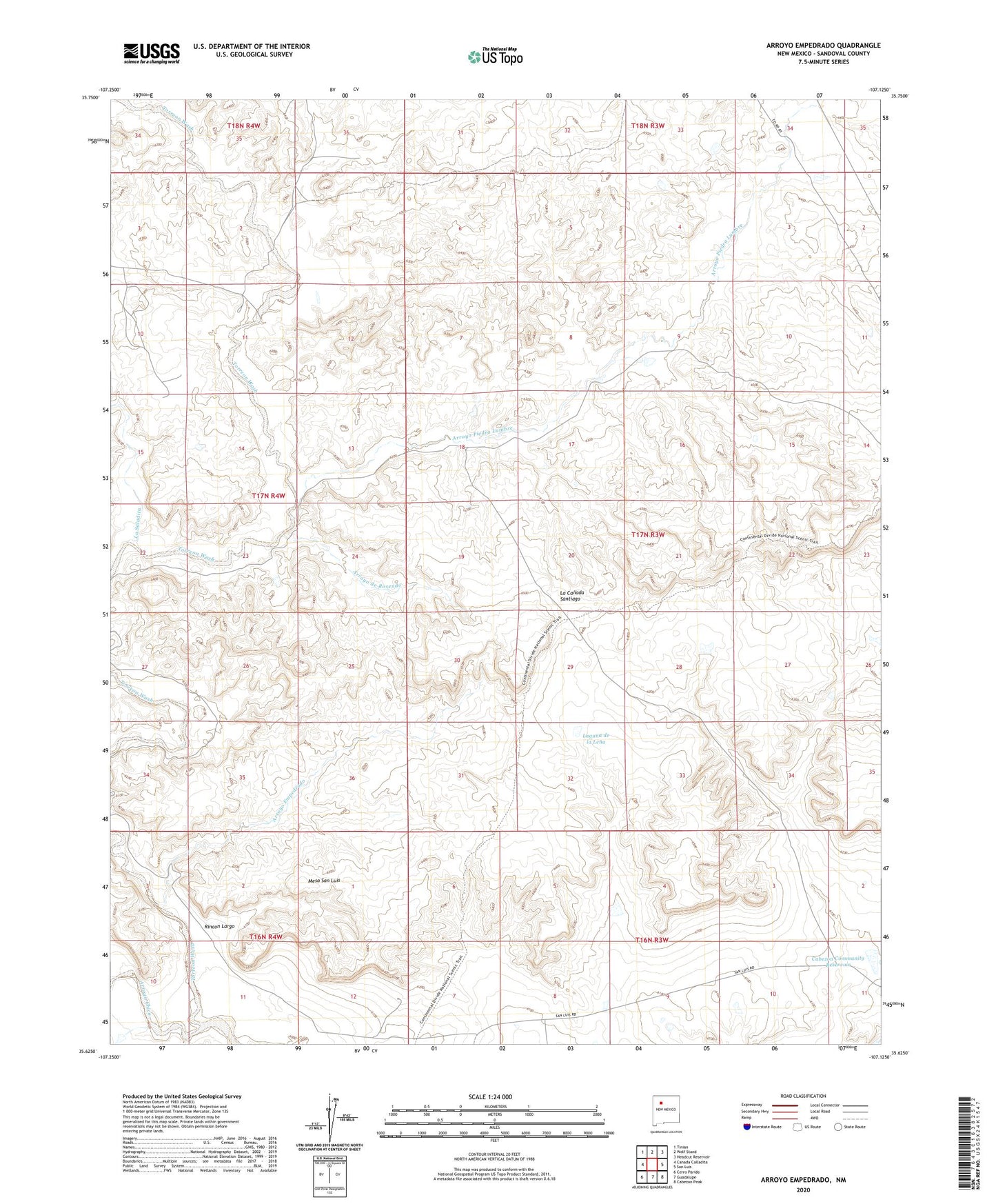 Arroyo Empedrado New Mexico US Topo Map Image