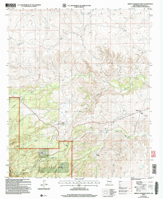 Classic USGS Arroyo Serrano West New Mexico 7.5'x7.5' Topo Map Image