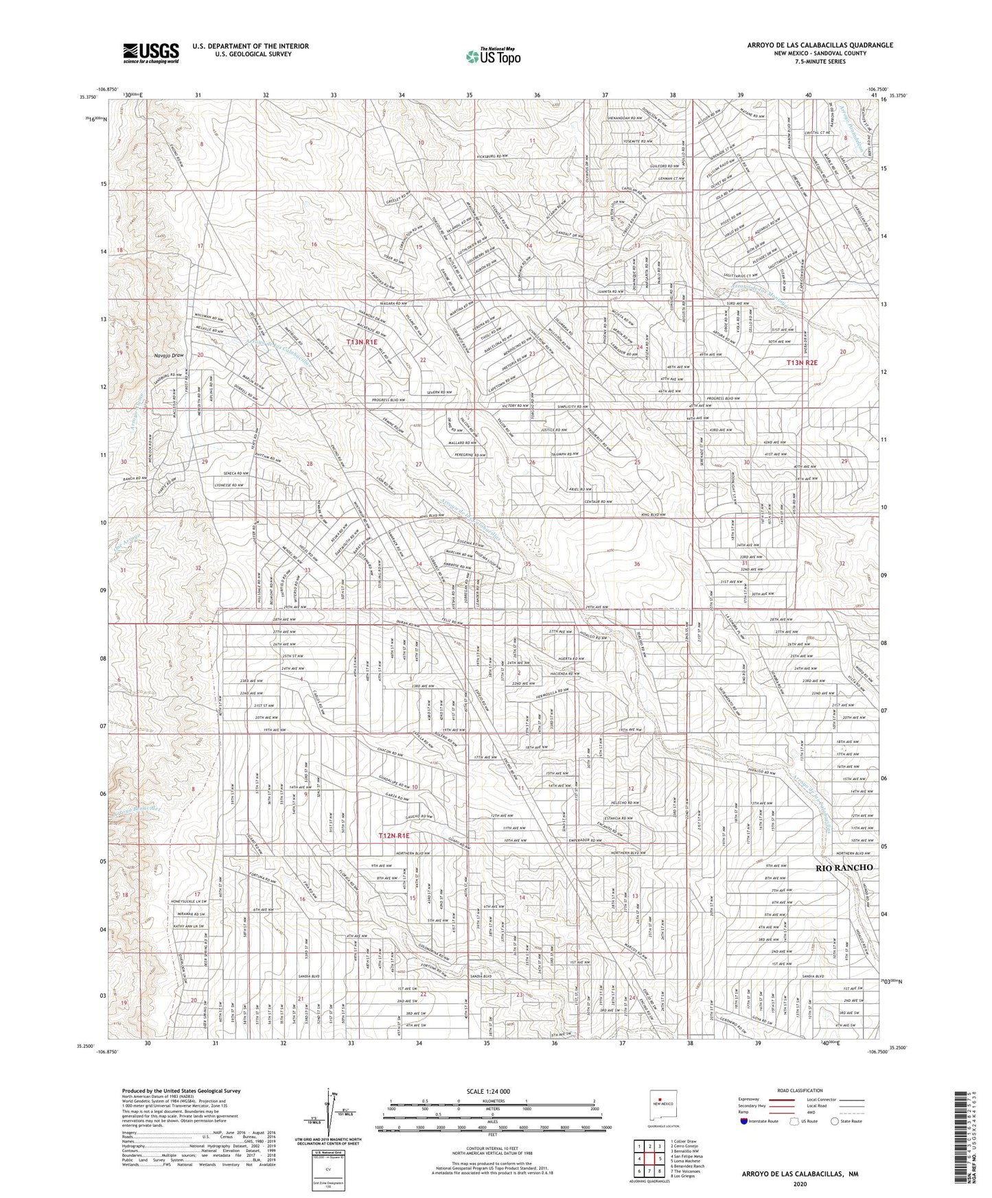 Arroyo de las Calabacillas New Mexico US Topo Map Image