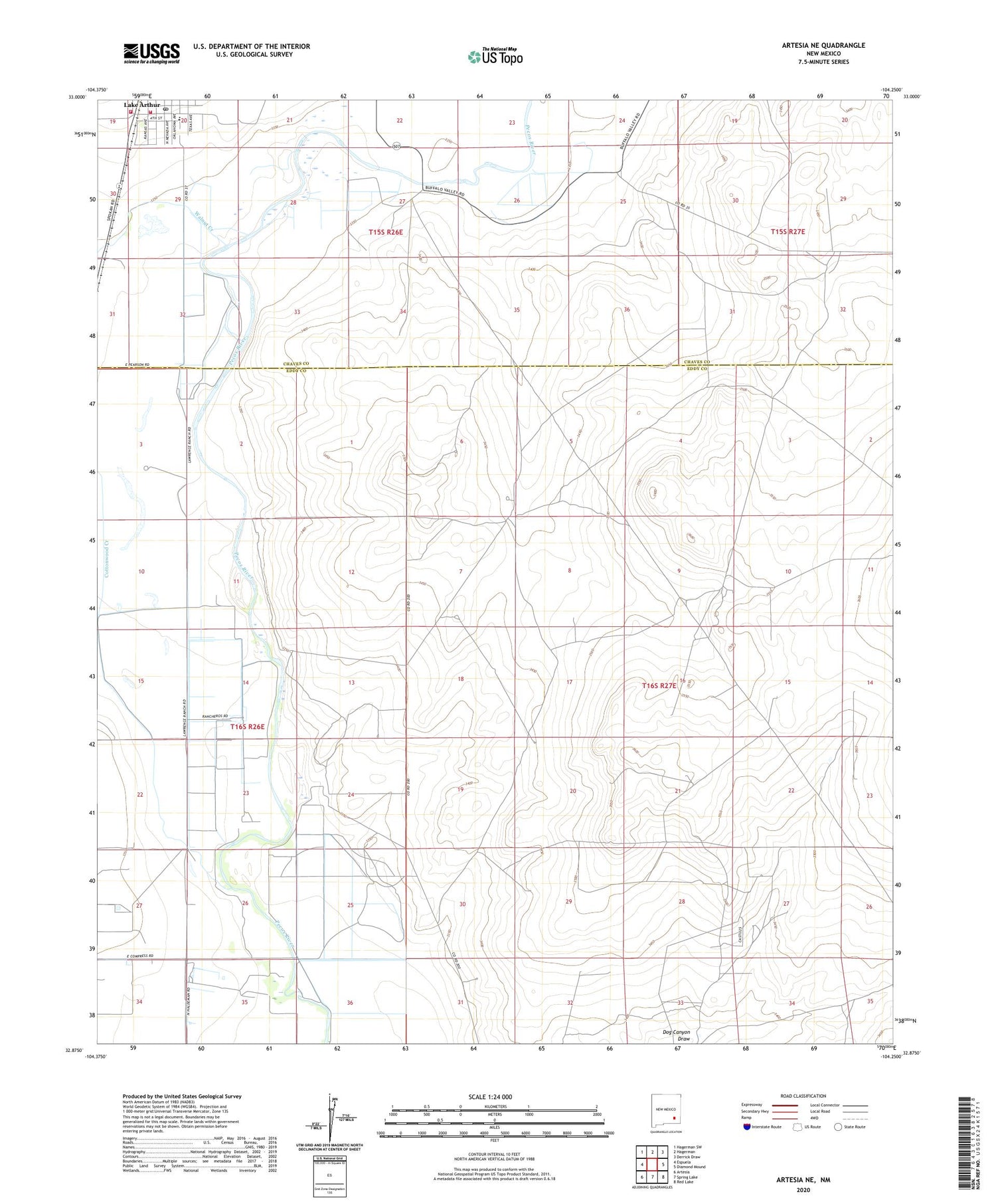 Artesia NE New Mexico US Topo Map Image