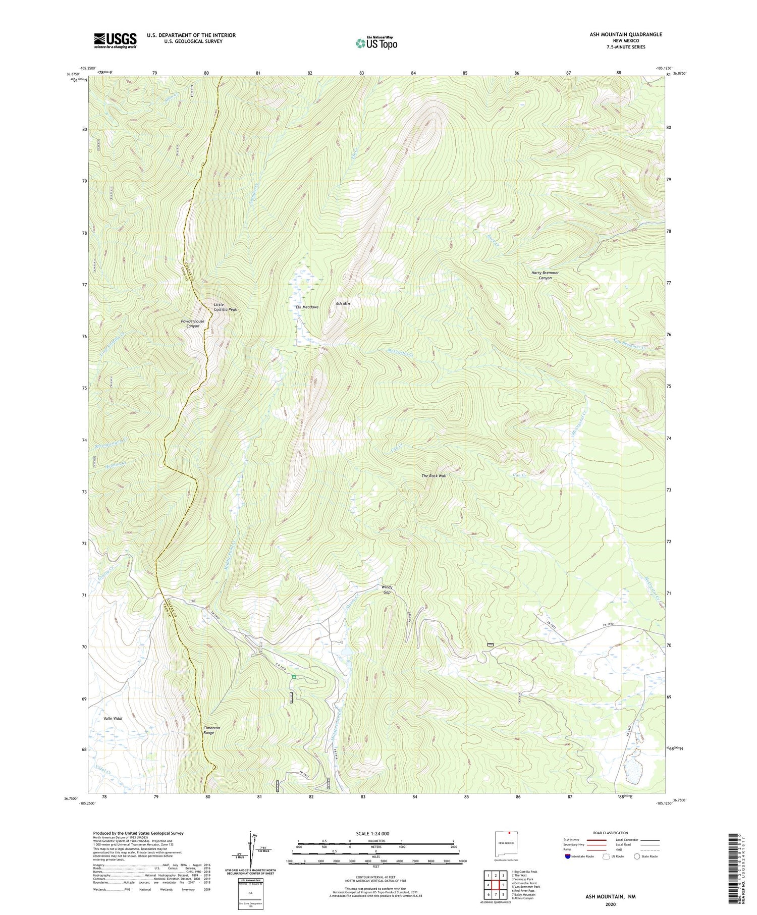 Ash Mountain New Mexico US Topo Map Image