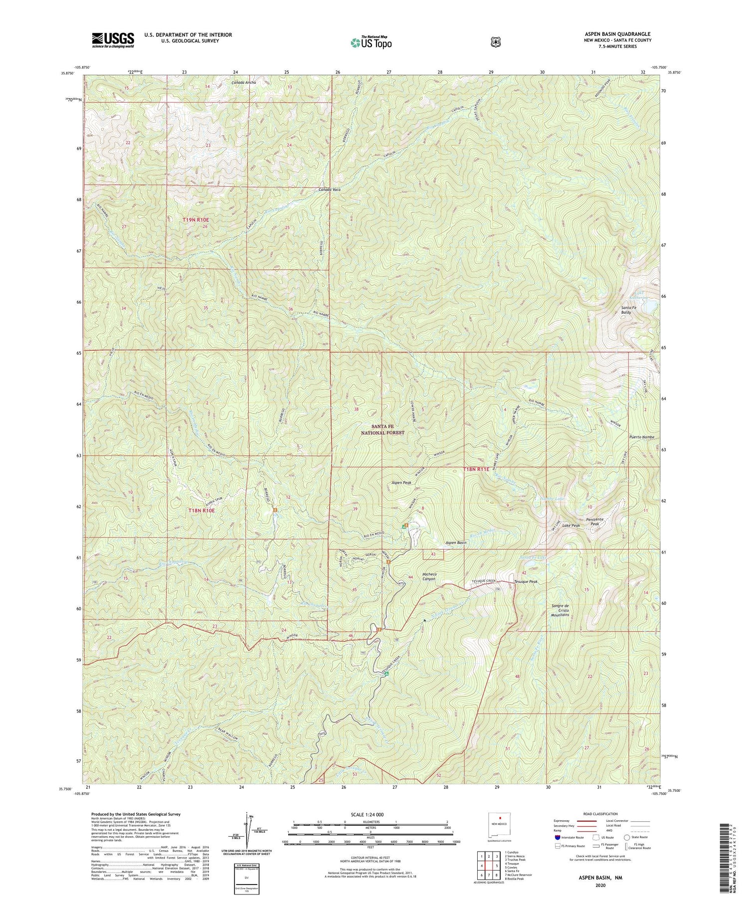 Aspen Basin New Mexico US Topo Map Image