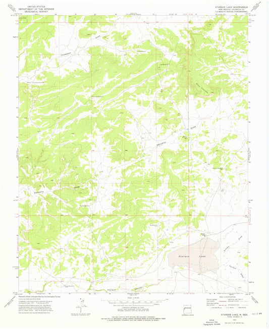 Classic USGS Atarque Lake New Mexico 7.5'x7.5' Topo Map Image