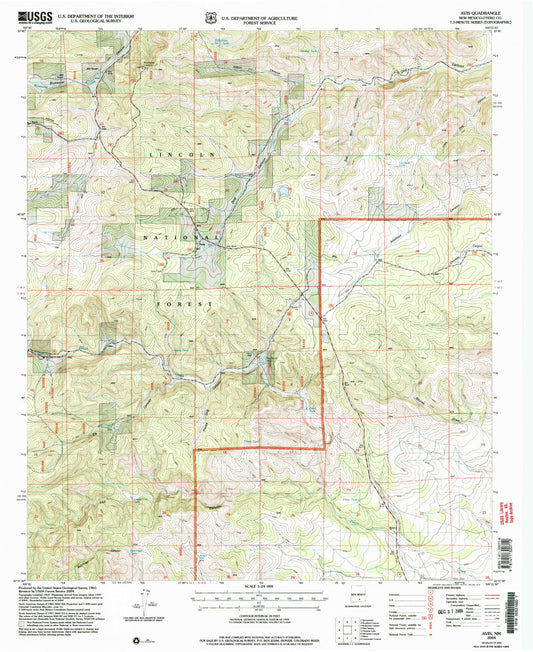 Classic USGS Avis New Mexico 7.5'x7.5' Topo Map Image