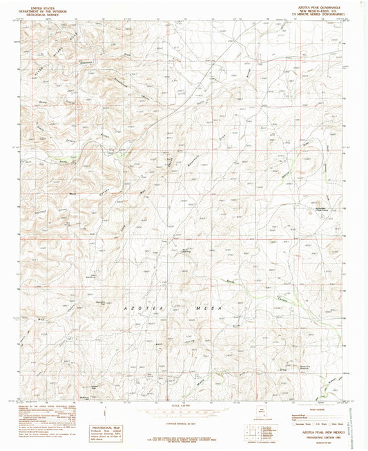 Classic USGS Azotea Peak New Mexico 7.5'x7.5' Topo Map Image