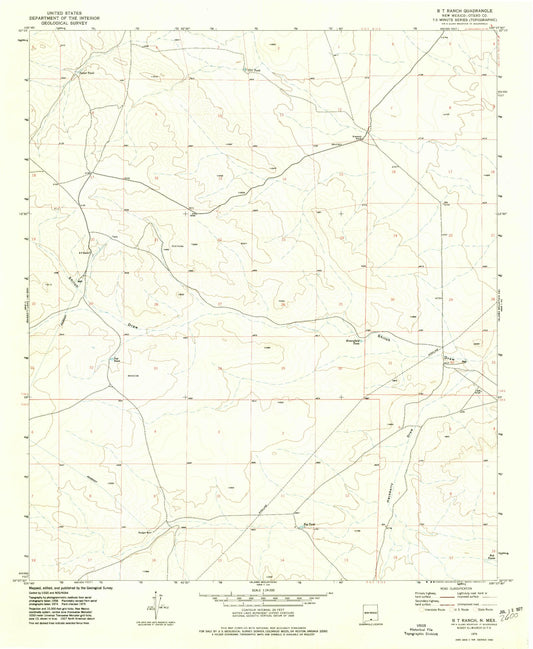 Classic USGS B T Ranch New Mexico 7.5'x7.5' Topo Map Image