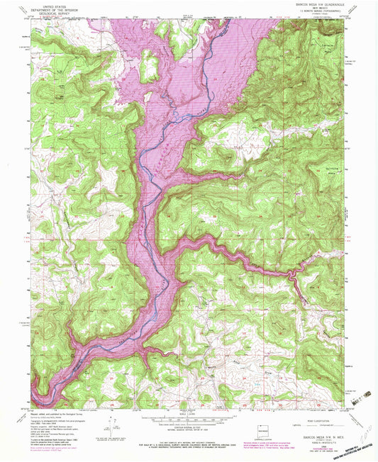 Classic USGS Bancos Mesa NW New Mexico 7.5'x7.5' Topo Map Image