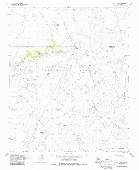 Classic USGS Bar Y Ranch New Mexico 7.5'x7.5' Topo Map Image