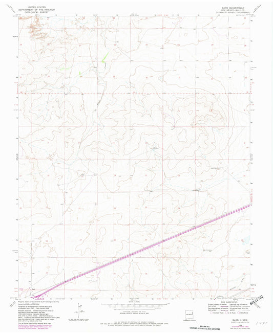 Classic USGS Bard New Mexico 7.5'x7.5' Topo Map Image