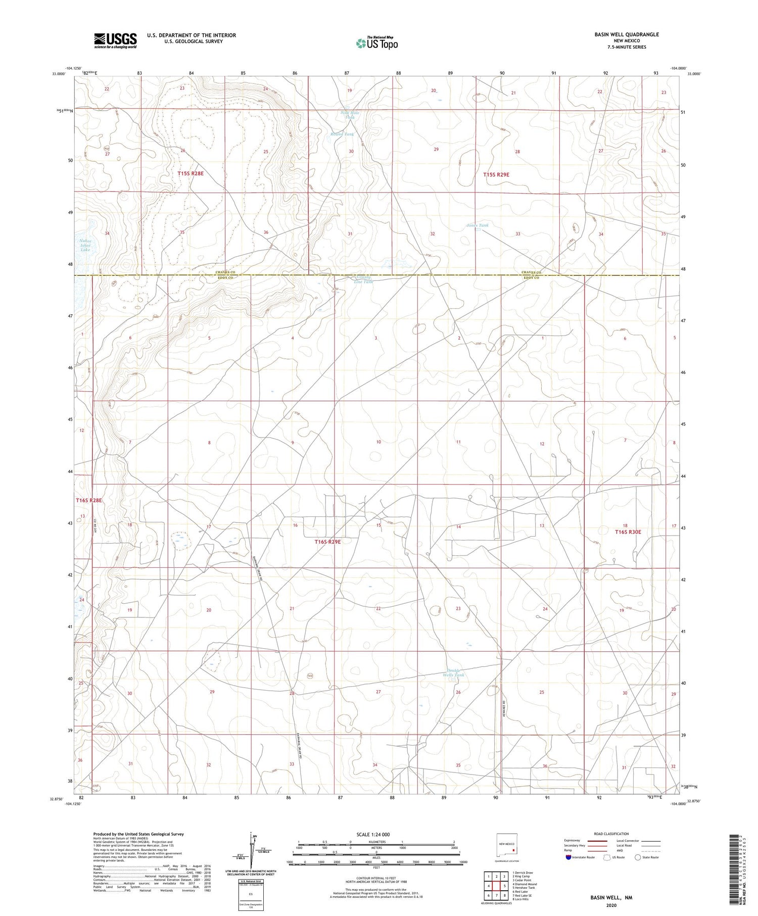 Basin Well New Mexico US Topo Map Image