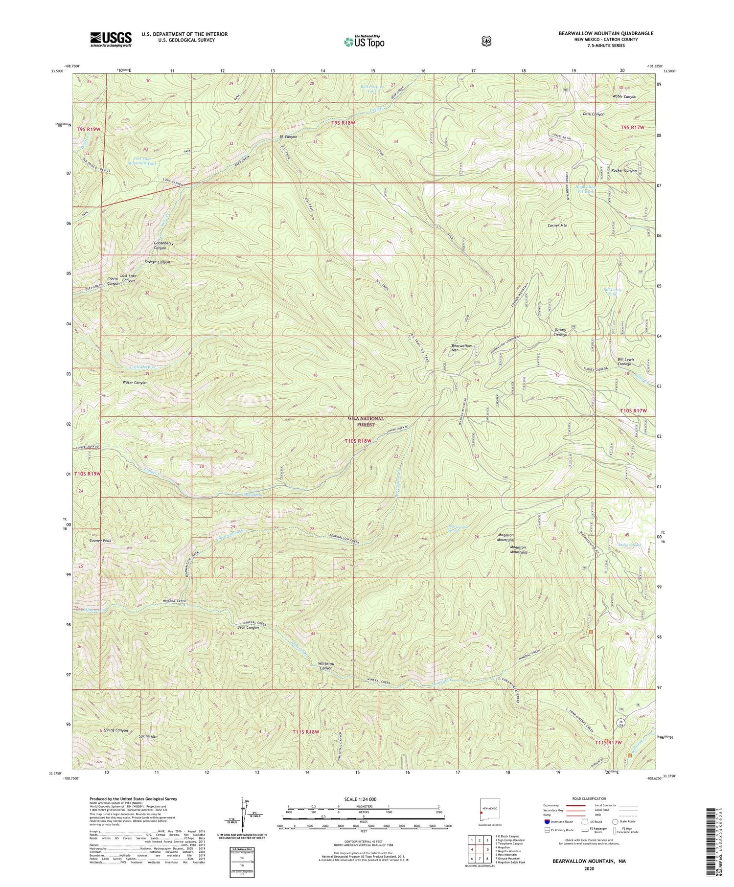 Bearwallow Mountain New Mexico US Topo Map Image