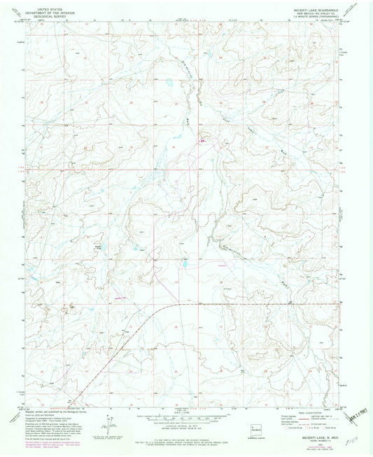 Classic USGS Becenti Lake New Mexico 7.5'x7.5' Topo Map Image