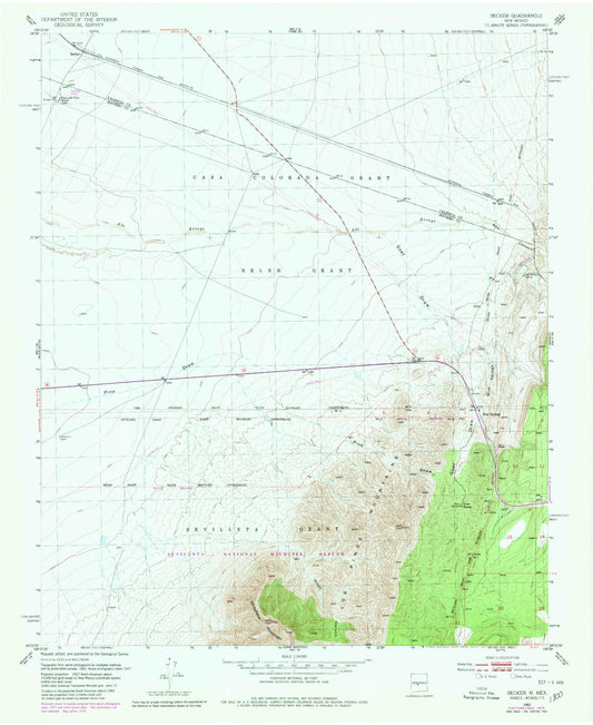 Classic USGS Becker New Mexico 7.5'x7.5' Topo Map Image
