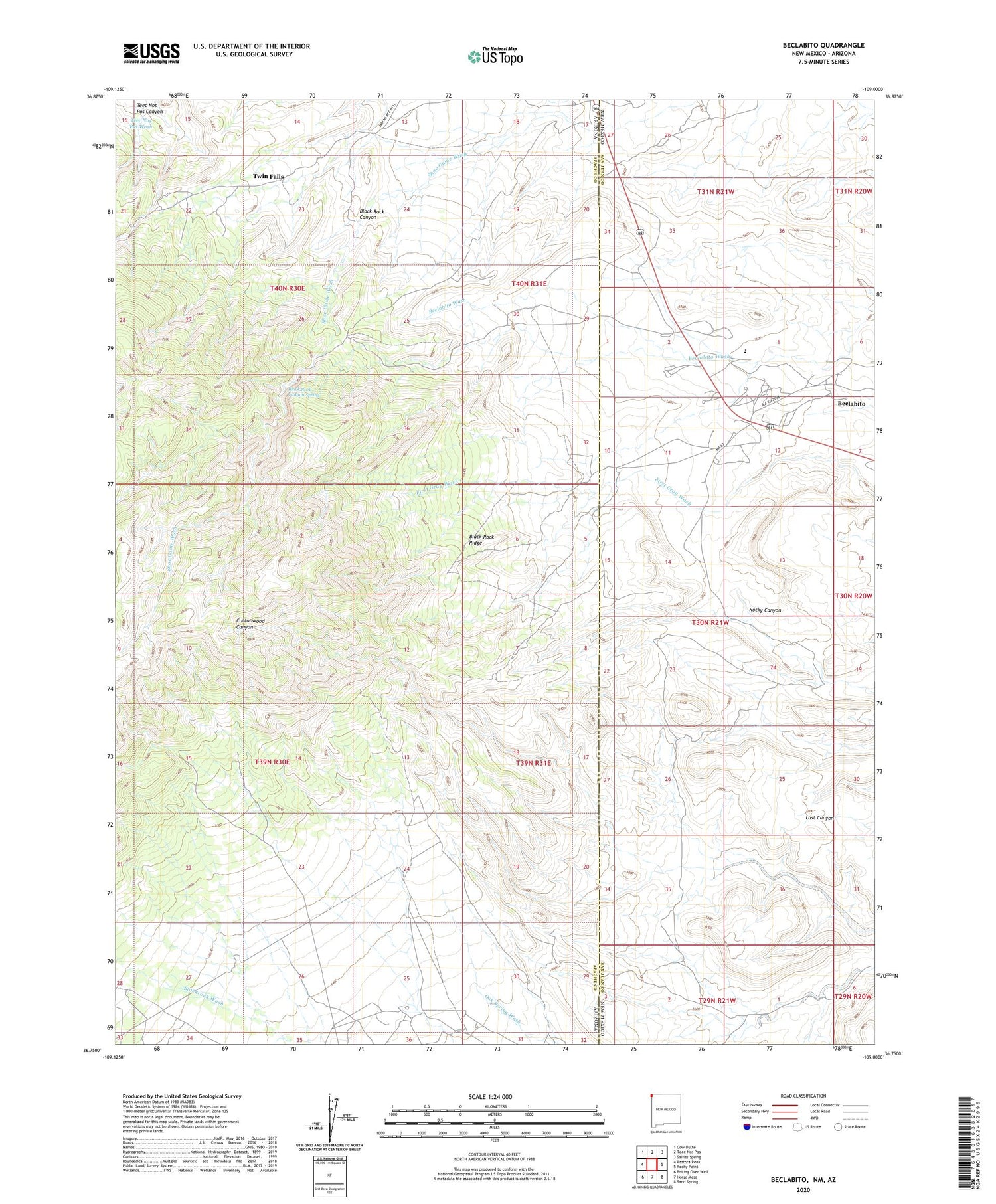 Beclabito New Mexico US Topo Map Image