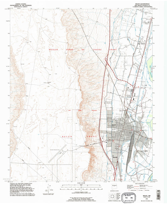 Classic USGS Belen New Mexico 7.5'x7.5' Topo Map Image