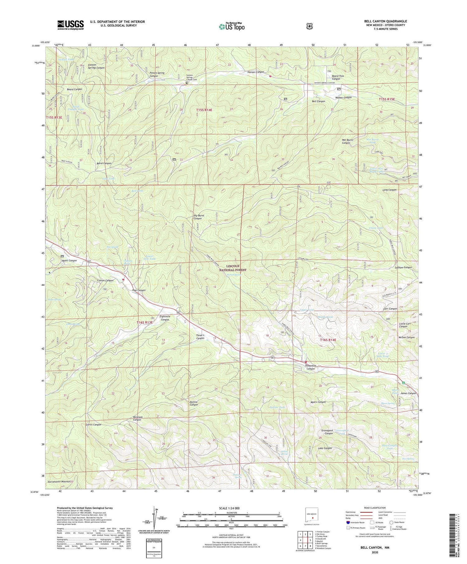 Bell Canyon New Mexico US Topo Map Image