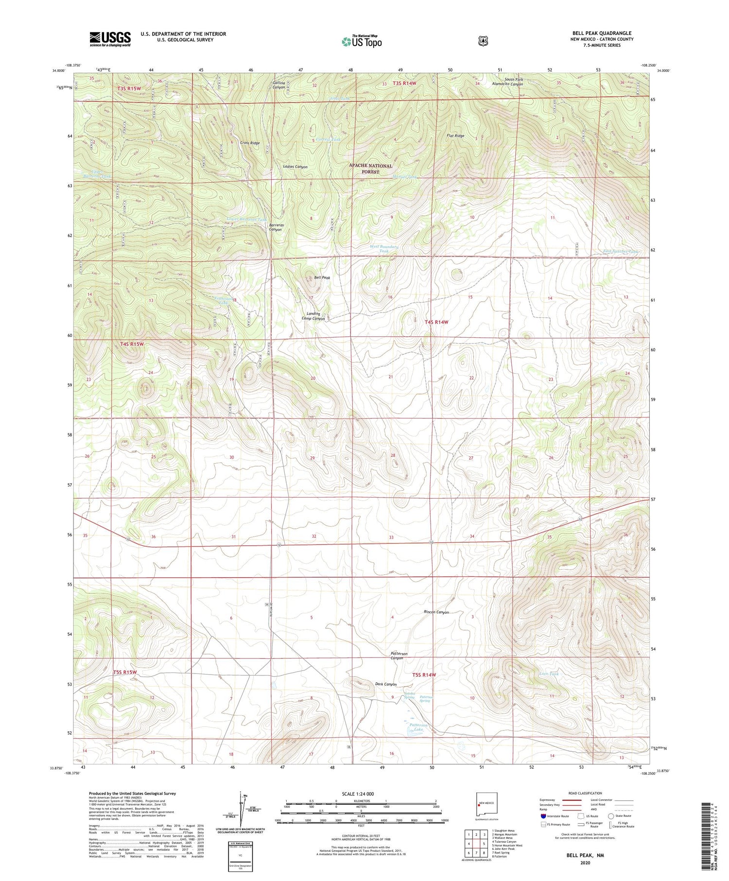 Bell Peak New Mexico US Topo Map Image