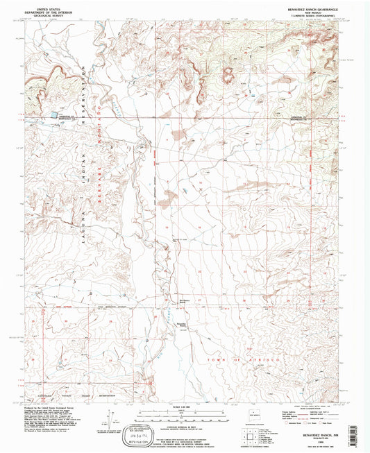 Classic USGS Benavidez Ranch New Mexico 7.5'x7.5' Topo Map Image