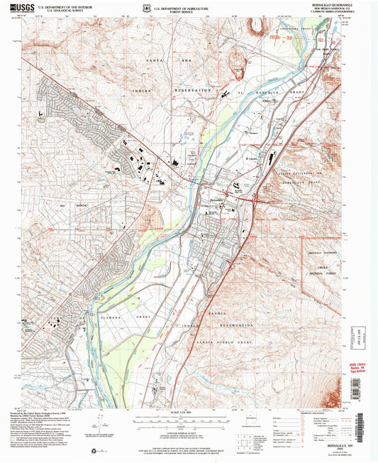 Classic USGS Bernalillo New Mexico 7.5'x7.5' Topo Map Image