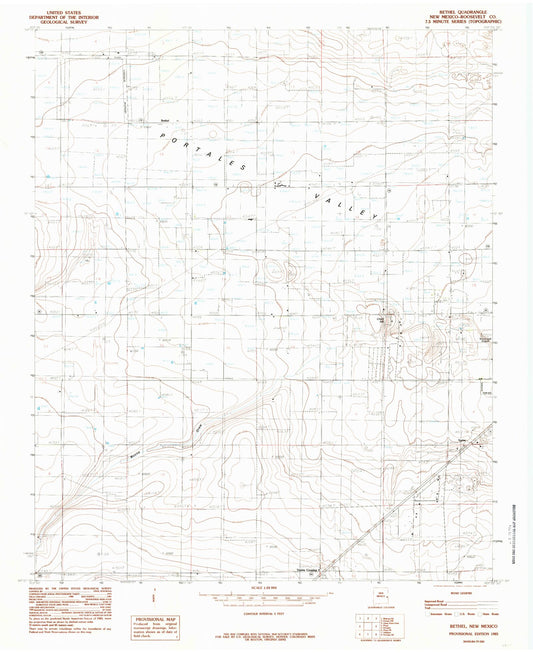 Classic USGS Bethel New Mexico 7.5'x7.5' Topo Map Image