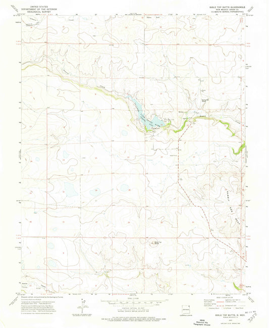 Classic USGS Bible Top Butte New Mexico 7.5'x7.5' Topo Map Image