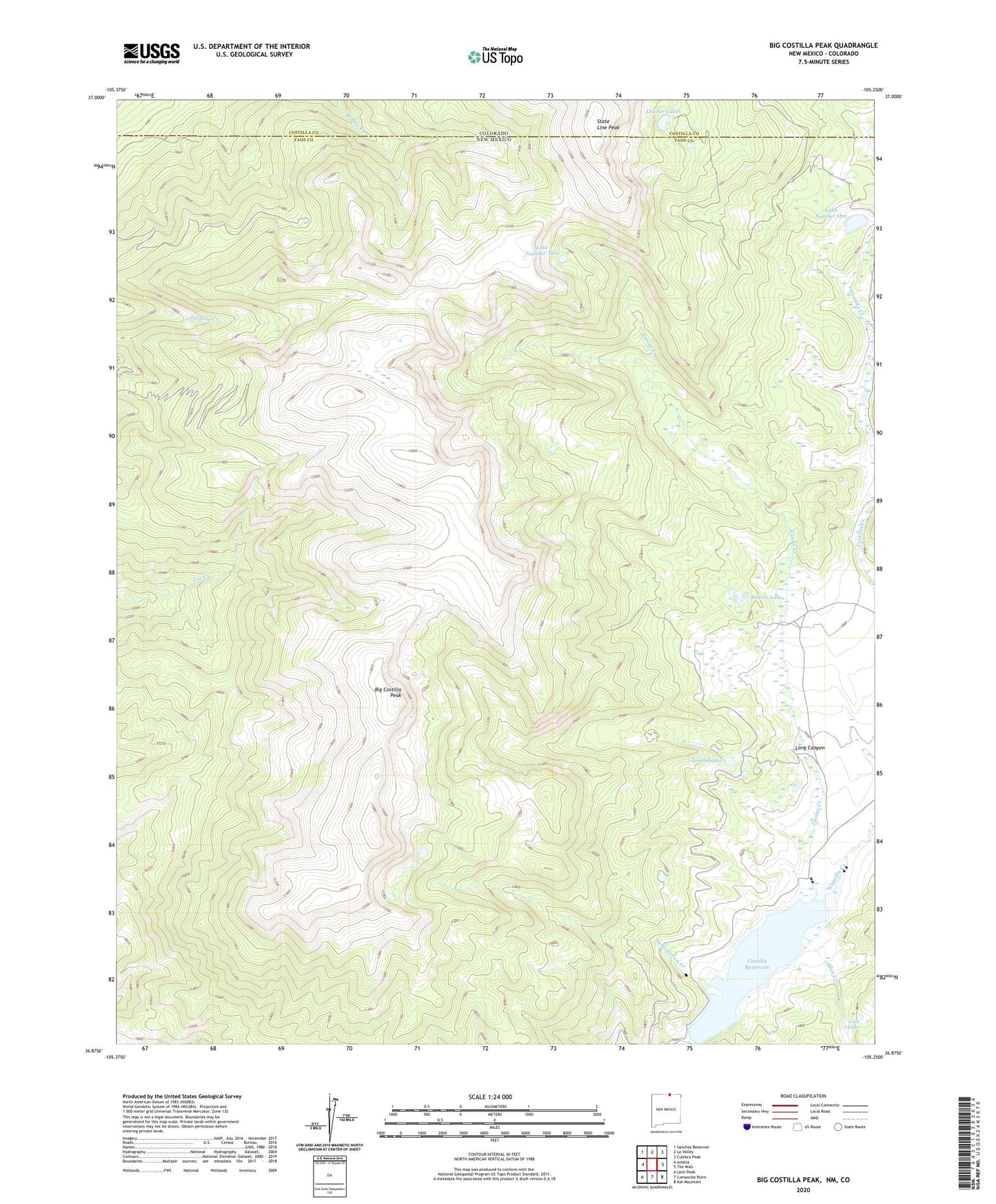 Big Costilla Peak New Mexico US Topo Map Image