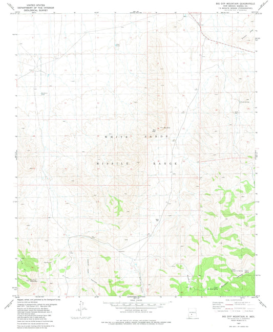 Classic USGS Big Gyp Mountain New Mexico 7.5'x7.5' Topo Map Image