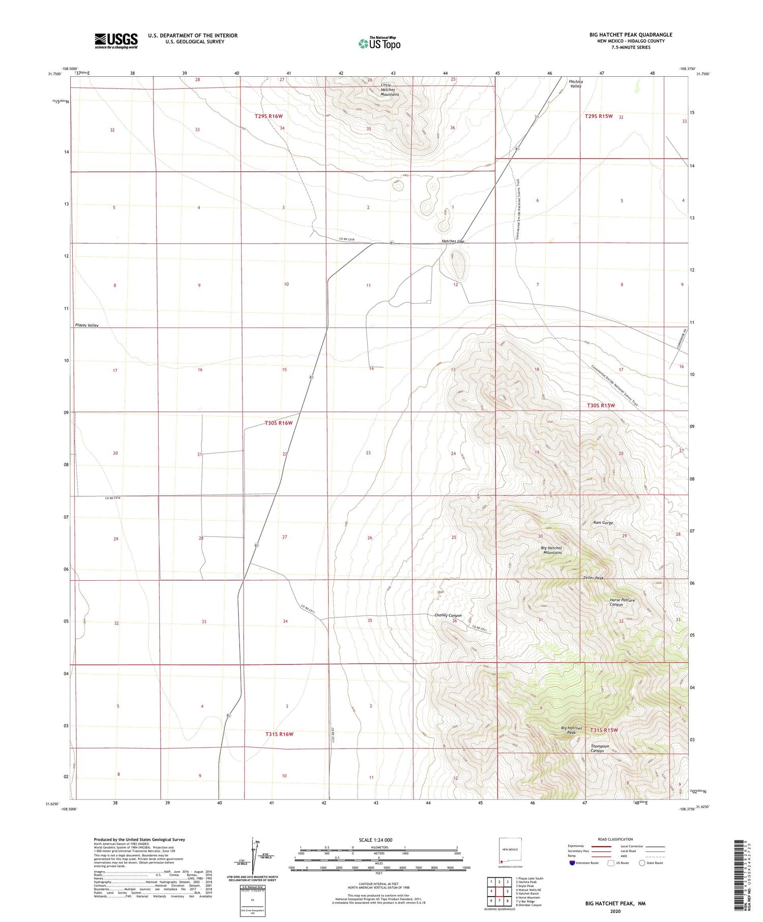 Big Hatchet Peak New Mexico US Topo Map Image