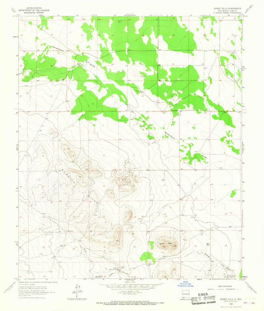 Classic USGS Bisbee Hills New Mexico 7.5'x7.5' Topo Map Image