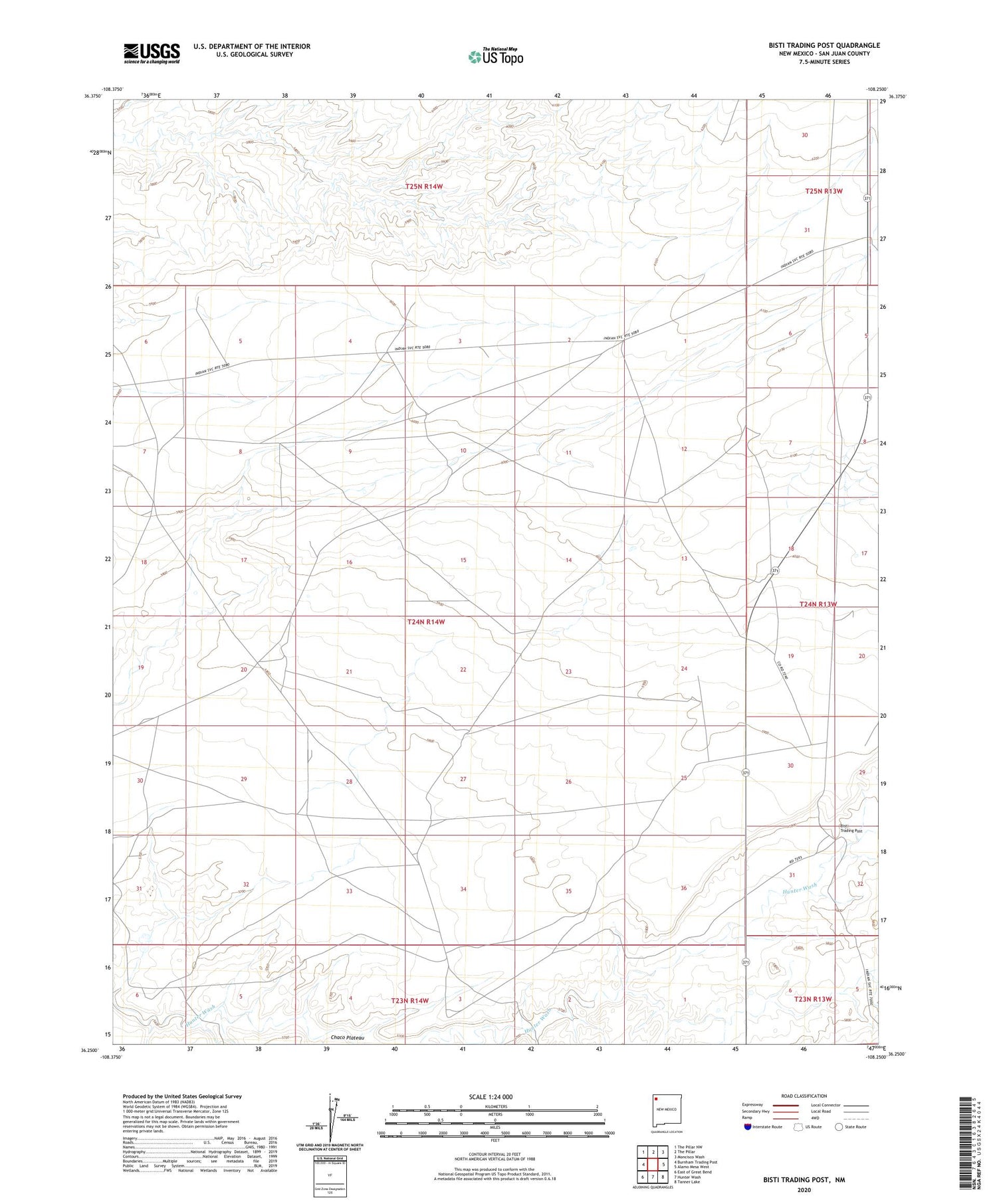 Bisti Trading Post New Mexico US Topo Map Image