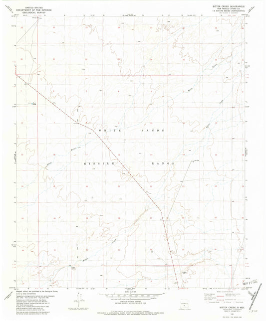 Classic USGS Bitter Creek New Mexico 7.5'x7.5' Topo Map Image