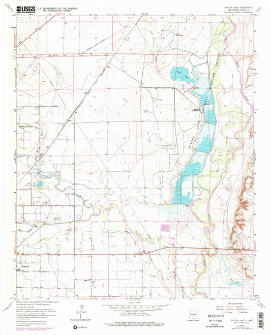 Classic USGS Bitter Lake New Mexico 7.5'x7.5' Topo Map Image
