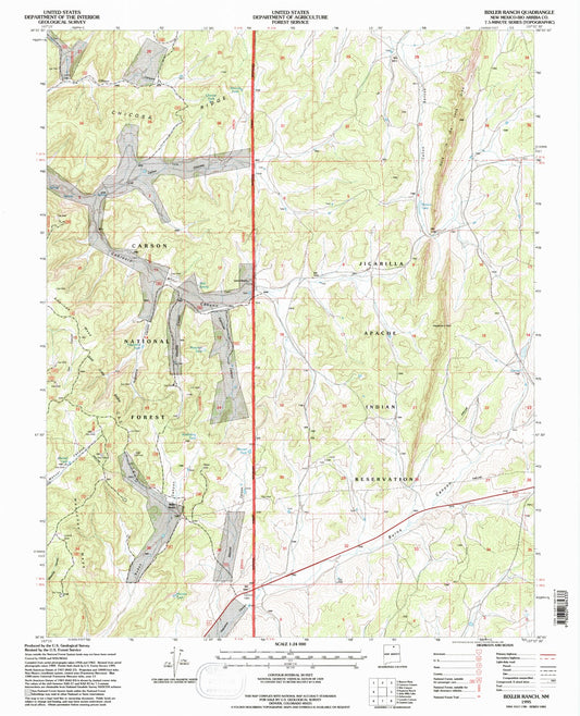 Classic USGS Bixler Ranch New Mexico 7.5'x7.5' Topo Map Image