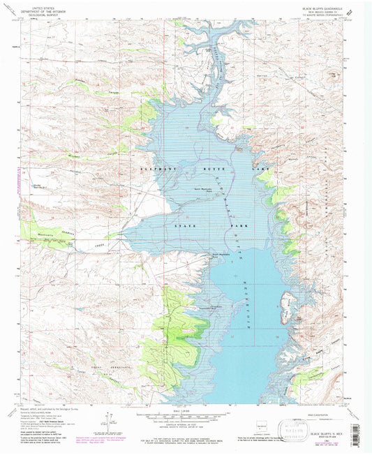 Classic USGS Black Bluffs New Mexico 7.5'x7.5' Topo Map Image