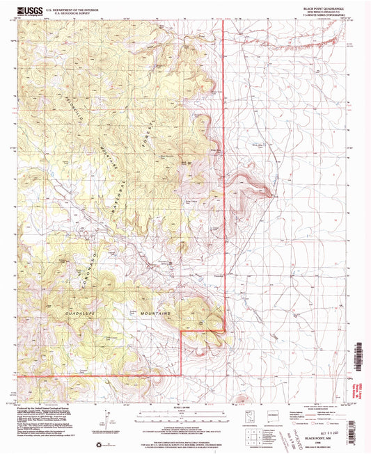 Classic USGS Black Point New Mexico 7.5'x7.5' Topo Map Image